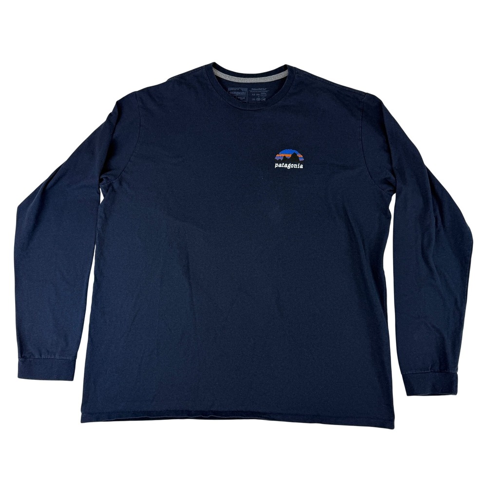 Patagonia Long Sleeve Shirt Mens XL Navy Blue Responsibili-Tee Graphic Tee